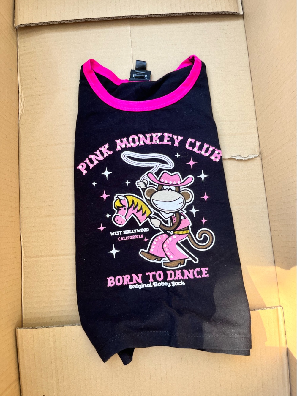 BOBBY JACK Pink Monkey Club 'Born to Dance' Girls' Black and Pink Graphic Tee